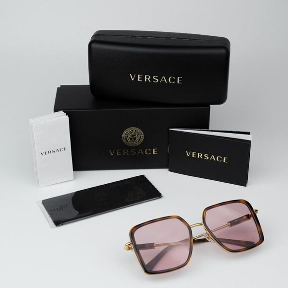 SALE! NEW Versace VE2261 100284 Havana Light Violet Square Unisex Sunglasses